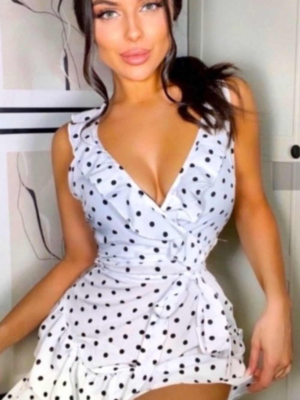 Polka-Dot Ruffle-Trim Minu Dress